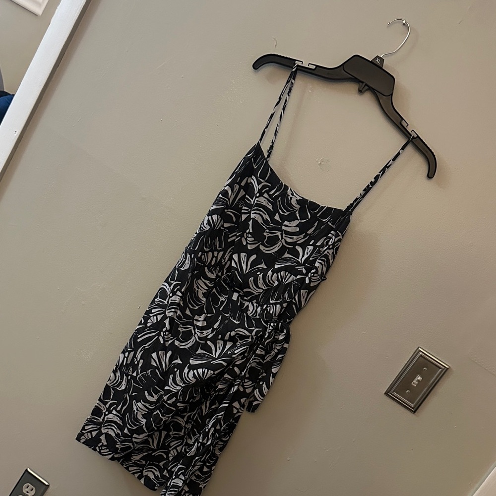 Nine West Black and White Floral Mini Slip Dress